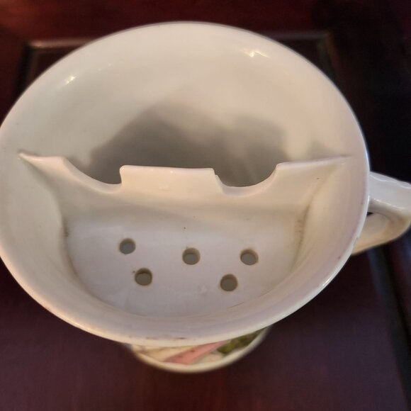 Antique Victorian Shaving Scuttle Mug with Hand-Painted Floral Design Farmhouse - Picture 4 of 7